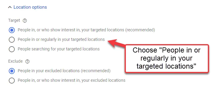 google ads target people who live in this location